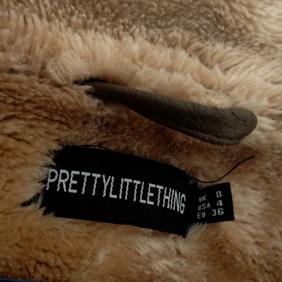 PrettyLittleThing Suede Faux Fur Coat - Picture 4 of 4